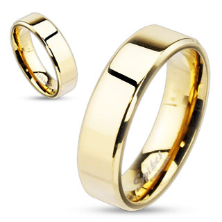 Gold Personalized Stainless Steel Ring Engraved Flat Band