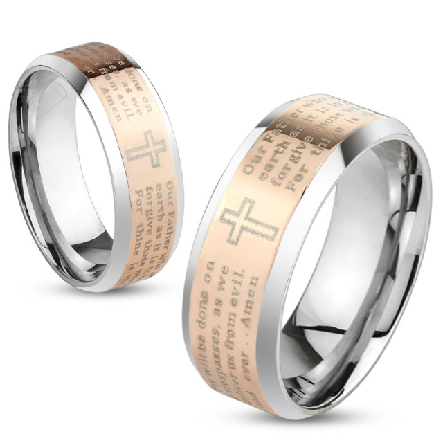 Personalized Ring Stainless Steel Lords Prayer Gold
