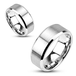Brushed Stainless Steel Ring Personalized Inside and Outside Flat Band