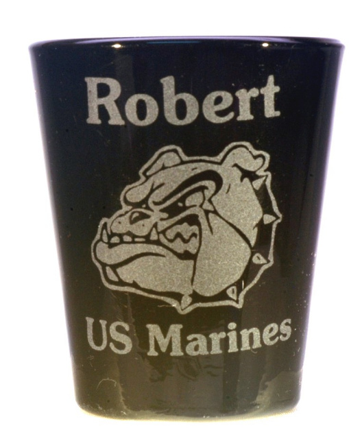 Marine Corps Bull Dog Shot Glass Customized