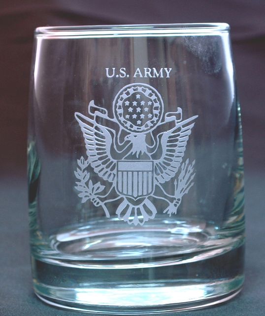 Military Engraved Whiskey Glass with Military Designs