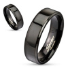 Black Stainless Steel Ring Personalized Inside and Outside Flat Band